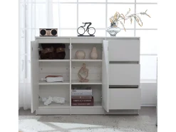 Aparador moderno - 2 portas e 3 gavetas - com prateleiras reguláveis ​​​​- Branco