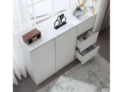 Aparador moderno - 2 portas e 3 gavetas - com prateleiras reguláveis ​​​​- Branco