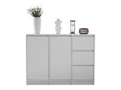 Aparador moderno - 2 portas e 3 gavetas - com prateleiras reguláveis ​​​​- Branco