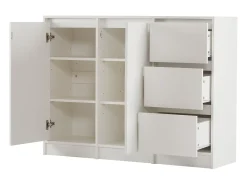 Aparador moderno - 2 portas e 3 gavetas - com prateleiras reguláveis ​​​​- Branco