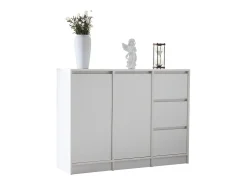 Aparador moderno - 2 portas e 3 gavetas - com prateleiras reguláveis ​​​​- Branco
