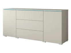 Aparador moderno 150 cm para sala mate 3 gavetas e 2 portas bege caxemira
