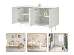 Aparador moderno com prateleiras ajustáveis- portas em arco - MDF - Branco