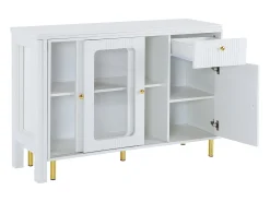 Aparador moderno com tampo giratório retrátil - arrumação diversa - MDF - Branco