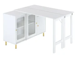Aparador moderno com tampo giratório retrátil - arrumação diversa - MDF - Branco