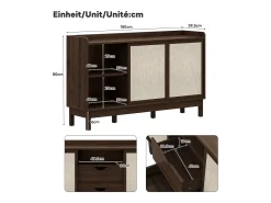 Aparador moderno para sala de estar - 150 x 39,5 x 80 cm - com portas de correr + 2 gavetas - aglomerado - cor natural escura
