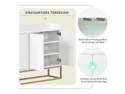 Aparador moderno 120x30x80 cm – Estilo minimalista, 4 portas, ideal para sala de jantar, sala de estar, cozinha – Branco