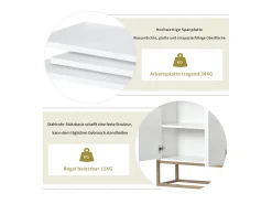 Aparador moderno 120x30x80 cm – Estilo minimalista, 4 portas, ideal para sala de jantar, sala de estar, cozinha – Branco