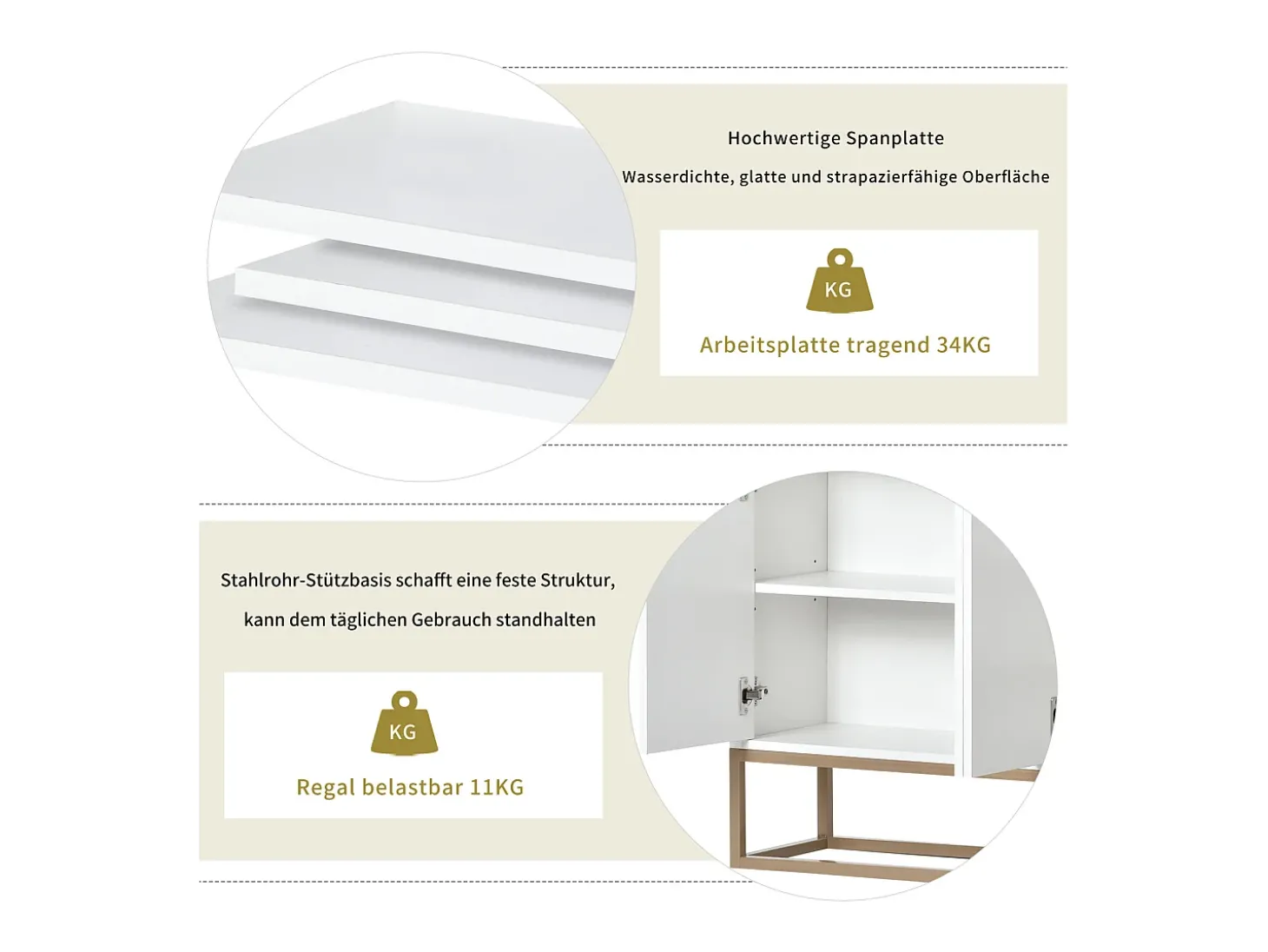 Aparador moderno 120x30x80 cm – Estilo minimalista, 4 portas, ideal para sala de jantar, sala de estar, cozinha – Branco