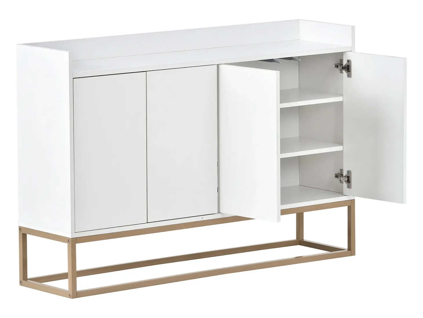 Aparador moderno 120x30x80 cm – Estilo minimalista, 4 portas, ideal para sala de jantar, sala de estar, cozinha – Branco