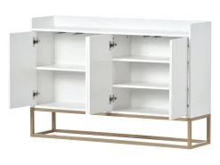 Aparador moderno 120x30x80 cm – Estilo minimalista, 4 portas, ideal para sala de jantar, sala de estar, cozinha – Branco