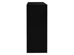 Aparador preto com 1 porta e 4 prateleiras em vidro, aglomerado 95x35x83 cm