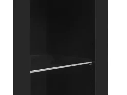 Aparador preto com 1 porta e 4 prateleiras em vidro, aglomerado 95x35x83 cm