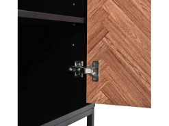Aparador 145x40x67 cm - 3 gavetas e 2 portas - com prateleiras ajustáveis - Natural + Preto
