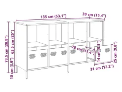 Aparador 135x39x73,5 cm aço laminado a frio branco