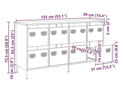 Aparador 135x39x73,5 cm aço laminado a frio branco