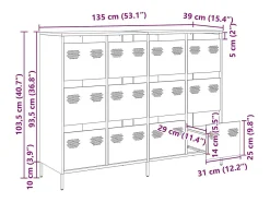 Aparador 135x39x103,5 cm aço laminado a frio branco