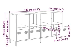 Aparador 135x39x73,5 cm aço laminado a frio antracite