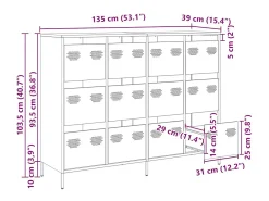 Aparador 135x39x103,5 cm aço laminado a frio preto