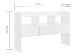 Aparador 105x30x70 cm derivados de madeira branco brilhante