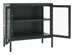 Aparador 70x35x70 cm vidro e aço antracite