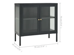 Aparador 70x35x70 cm vidro e aço antracite