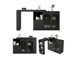 Aparador、Armário bar giratório em MDF - grande espaço de arrumação - estilo contemporâneo - Preto