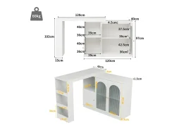 Aparador、Armário bar giratório em MDF - grande espaço de arrumação - estilo contemporâneo - Branco