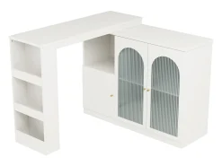 Aparador、Armário bar giratório em MDF - grande espaço de arrumação - estilo contemporâneo - Branco