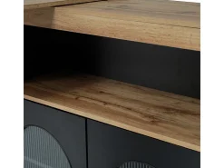 Aparador、Armário bar giratório e retrátil com LED - grande espaço de arrumação - estilo contemporâneo - Preto