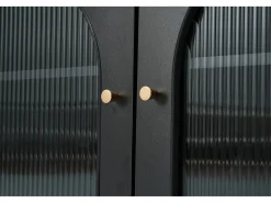 Aparador、Armário bar giratório e retrátil com LED - grande espaço de arrumação - estilo contemporâneo - Preto