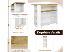 Aparador、Armário bar giratório e retrátil com LED - compartimentos e prateleira para temperos - Branco