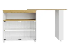 Aparador、Armário bar giratório e retrátil com LED - compartimentos e prateleira para temperos - Branco