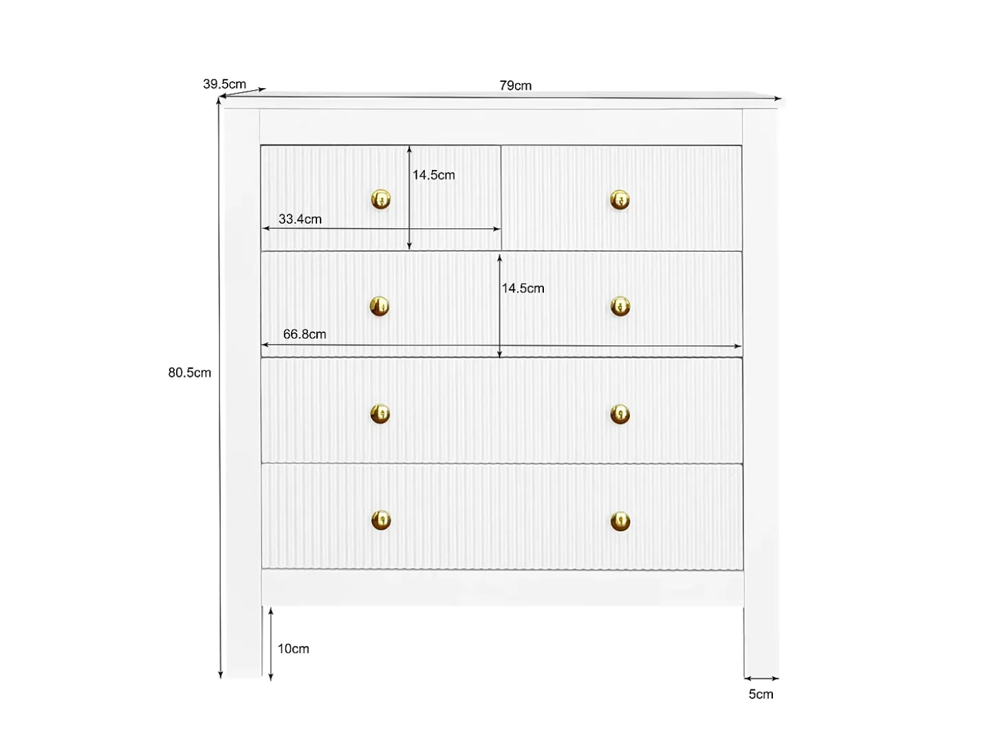 Aparador、Comoda com 4 gavetas - aglomerado - Branco