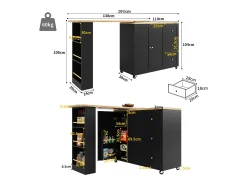 Aparador、Móvel bar giratório - MDF - 3 gavetas e 2 portas - Preto
