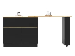 Aparador、Móvel de bar giratório e retrátil em MDF - amplo espaço de arrumação - estilo contemporâneo - Preto