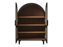 Aparador/sapato - 70 x 40 x 100 cm - com 2 portas vazadas de vime + 3 prateleiras - MDF - natural
