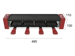 Aparelho de Raclette + Grill Little Balance 800W para 4 Pessoas - Superfície Antiaderente 50 cm, Panelinhas Cool Touch