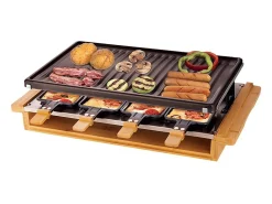 Aparelho de Raclette Little Balance para 8 Pessoas 1200W com Placa XXL e Panelinhas Antiaderentes de Bambu