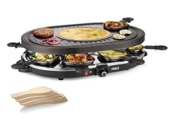 Aparelho de raclette PRINCESS para 8 pessoas 1200W, termostato ajustável, chapa grelhadora antiaderente removível