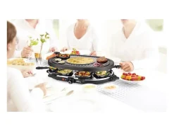 Aparelho de raclette PRINCESS para 8 pessoas 1200W, termostato ajustável, chapa grelhadora antiaderente removível