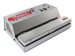 Aparelho de vácuo profissional Reber 9709NEL inox 280W, bomba autolubrificada, solda 32 cm, vácuo máximo 900 mbar