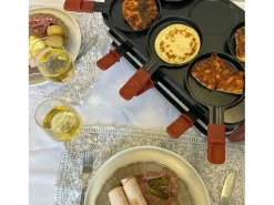 Aparelho Multifuncional de Raclette Little Balance para 8 Pessoas com 6 Zonas para Pizzas e Crepes, 1600W, Revestimento Antiaderente Sem PFAS