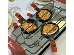 Aparelho Multifuncional de Raclette Little Balance para 8 Pessoas com 6 Zonas para Pizzas e Crepes, 1600W, Revestimento Antiaderente Sem PFAS