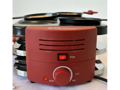 Aparelho Multifuncional de Raclette Little Balance para 8 Pessoas com 6 Zonas para Pizzas e Crepes, 1600W, Revestimento Antiaderente Sem PFAS