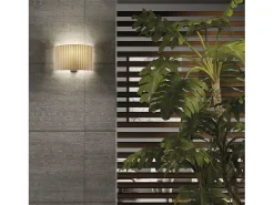 Aplique Amsterdam estilo clássico - Altura 21 cm - interior - aço e níquel acetinado - abat-jour de fita plissada bege - E27 Ø45 Máx. 40W-IP20