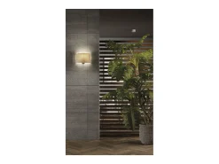 Aplique Amsterdam estilo clássico - Altura 21 cm - interior - aço e níquel acetinado - abat-jour de fita plissada bege - E27 Ø45 Máx. 40W-IP20