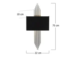 Aplique art déco em metal preto e prateado C22xA75 cm - SANGARIUS