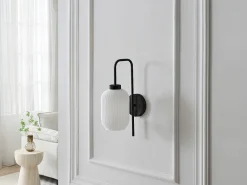 aplique de parede preta e vidro branco L.25 x A.41 cm - LOUXOR