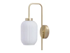 Aplique em latão dourado e vidro branco C.25 x A.41 cm - LOUXOR